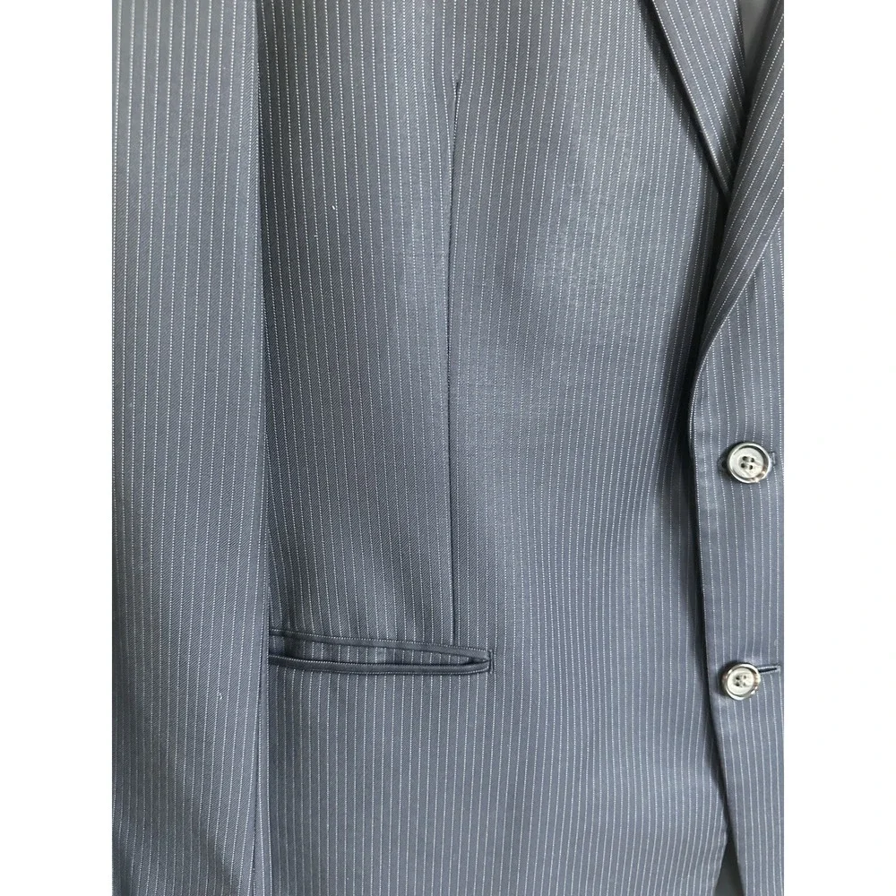 Lauren‎ Ralph Lauren 100% Wool Jacket Mens 48R Navy Pinstripe Blazer Sport Coat